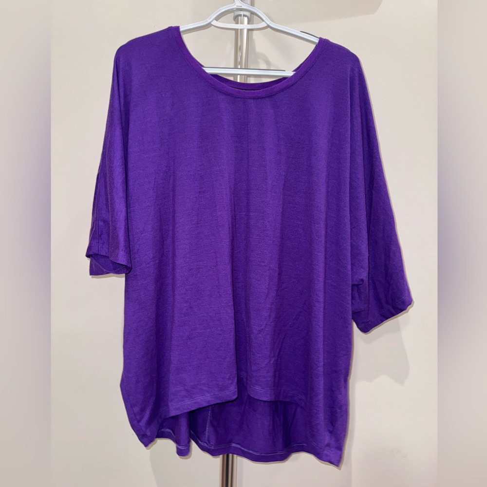 Nicole by Nicole Miller Purple Dolman Sleeve Scoop Neck Tunic